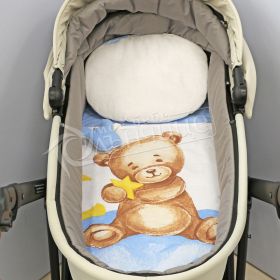 Двулицев летен комплект за количка - Teddy Bear син